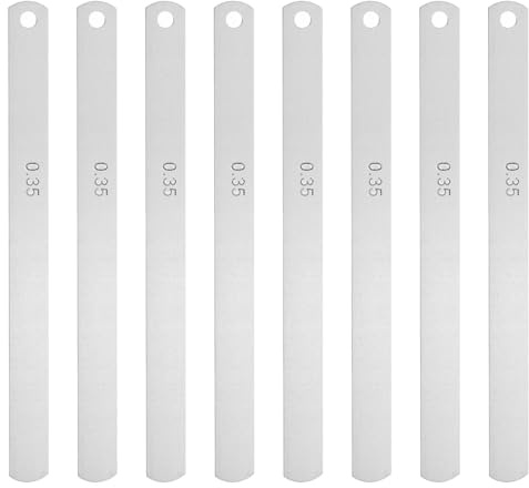 QUARKZMAN 8 Lame Metriche Acciaio per Calibri, Spessore 0,35mm Calibro Riempimento, Valvole Sfasate, Strumento Misurazione Calibro per Chitarra, per Misurazione Larghezza Spazio Spessore