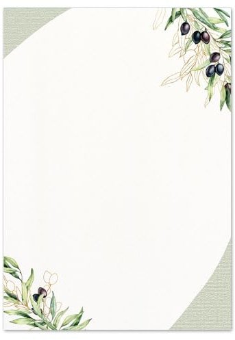 100 Blatt Briefpapier OLIVENZWEIGE - DIN A5 (210x148 mm), 90 g/m² - Speisekarte