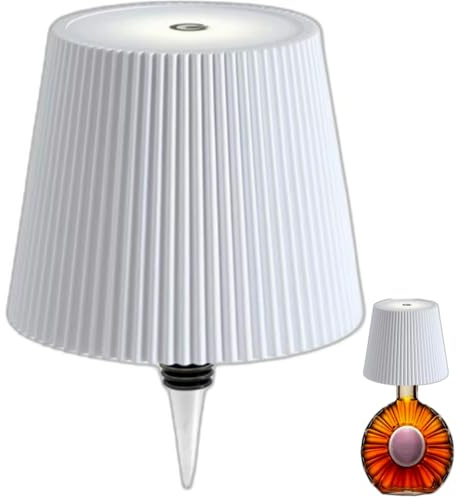 Generico Lampada per Bottiglia Senza Fili, Lampada Bottiglia di Vino per Bottiglie di Liquore 3 Colori Dimmerabili a Batteria Ricaricabile Paralume da Tavolo Touch per Ristorante, Bar (Bianco)