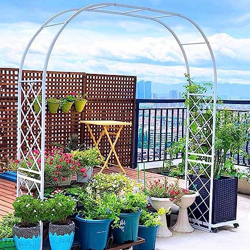 Grande arche de jardin en métal pour plantes grimpantes Blanc Hauteur 3,4 m