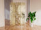 Vente-unique-Biombos de Metal Floral calados de 3 Hojas L. 123 x A. 180 cm - Dorado - KODILA