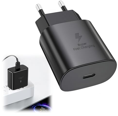 Caricatore Rapido USB C da 45W Compatibile per S24 Ultra, S23, S22, S21, S20, Note20, Tab S9/S8/S7 e Altri Dispositivi USB-C, Alimentatore Veloce, Nero
