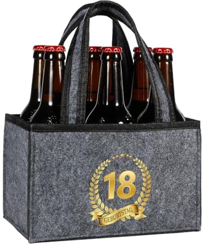 Männerhandtasche Bier – Geschenk zum 18. Geburtstag für Jungen & Mädchen: Wiederverwendbare Flaschentasche für 6 Bierflaschen, Herrenhandtasche mit Trennwänden & Griff，Geburtstagsgeschenk für Männer
