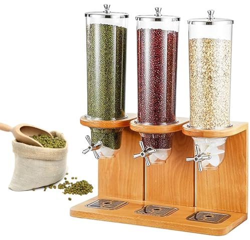 Large Capacity Triple Dry Food Dispenser for Cereal, Candy, Nuts, Grain, Rice, and Snacks Storage