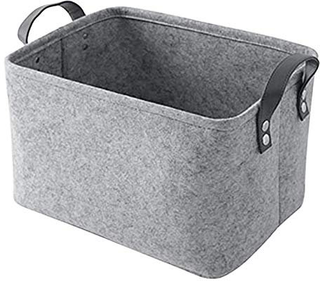 Contenitore per giocattoli pieghevole con manico in cotone, cestino portaoggetti grande (grigio, S)