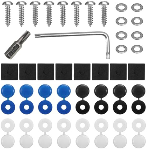 YUEIODDKL Viti per targa, kit di fissaggio antifurto, per auto e moto, portatarga senza telaio, con viti e tappi di copertura