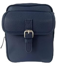 Borsa a Tracolla Sculpture | Vera Pelle con Portafoglio Integrato | Antifurto | Tracolla Regolabile per il Viaggio (Navy blue,Medium)