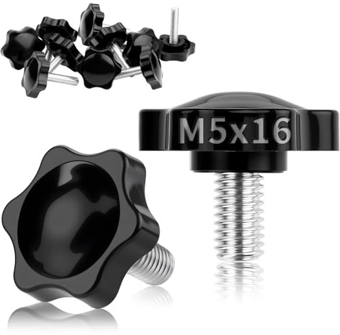 TXXATX Viti a testa zigrinata M5 x 16 mm, 12 pezzi, vite con impugnatura a stella M5, dado a stella con manico, vite a stella a stella, pomello per macchina utensili