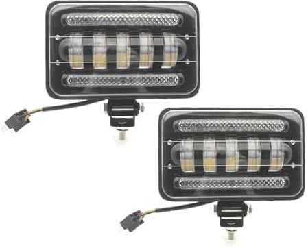 Faro Delantero Proyector Moto 2 Uds Faros Todoterreno 50W Luz LED De Trabajo Foco Cuadrado 12V 24V DRL Barra Conducción Camioneta SUV Motocicleta Camión 7x6 5X7 H4