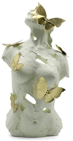JoResona Female Body Sculpture, Abstract Lady with Butterflies Statue, Woman Figurine, Home Decor for Living Room Bedroom Table Office shelf