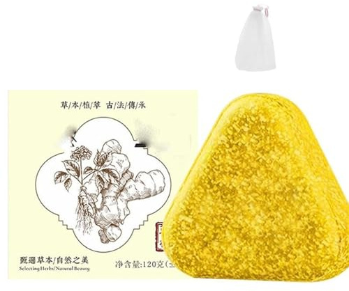 Pflanzliches chinesisches Shampoo-Riegel mit Salvia Miltiorrhiz-Ingwer, Ginseng-Seife für die Kopfhaut bei juckendem Haar zur Schuppenpflege, sanfte Reinigung, Stärkung des Haares (1pcs)