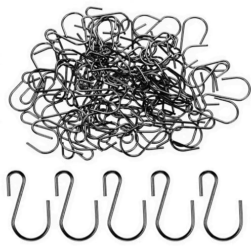 DOPENSPI Lot de 100 mini crochets en S de 2,5 cm pour suspension, crochets métalliques en forme de S pour suspendre des bijoux, petits ustensiles de cuisine, plantes en pot (noir)