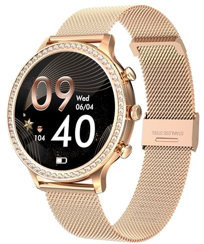 I70 - Smart Watch da donna (rispondere/effettuare chiamate), HD, 3,32 pollici, Bluetooth, chiamate, musica, cardiofrequenzimetro, monitoraggio del sonno, contapassi, calorie, monitoraggio