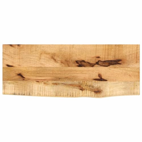 WRJENFSC Mangoholz Tischplatte 70x40x2,5 cm mit Baumkante Massivholz Schreibtischplatte Küche Gartentisch Modernes Design Robust & Langlebig for Esszimmer Büro Balkon und Outdoor