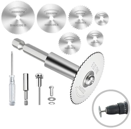 Pinpulux 1/4 Hex Shank Rotary Drill Saw Blade Set HSS Cutting Discs Mini Circular Saw for Wood Soft Metal Junior Hacksaw Blades for Worx Dremel Metal Cutting Discs