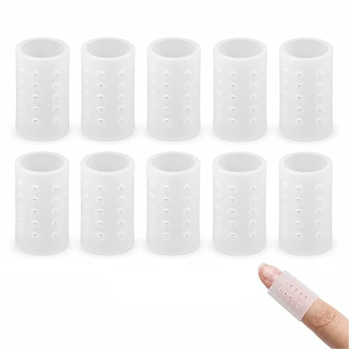 FYHJNC 10 Pack Anti Skin Picking Finger Covers, Reusable Breathable SEBS Finger Protectors, Transparent Finger Sleeves for Cracked Hands, Hangnails, Nail Drying & Handicrafts