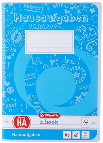 Herlitz Aufgabenheft A5, holzfreies Papier, 80 g/m², 48 Blatt, weiß