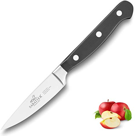 Sabatier - Couteau Office PLUTON - 10 cm - Lame et Rivets en Inox | Parfait pour les Tâches de Précision comme Eplucher, Découper et Parer les Fruits et Légumes