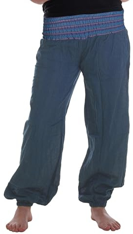 Vishes - Alternative Bekleidung - Sommer Chino Haremshose aus Baumwolle mit super elastischem Bund - handgewebt