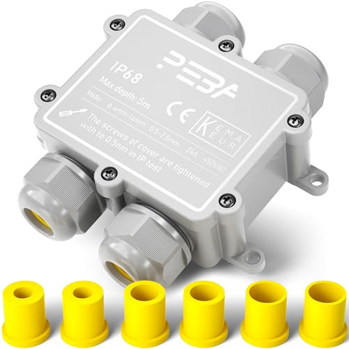PEBA Abzweigdosen Anschlussdose Verteilerdose Wasserdichte IP68 Kabelverbinder 4 Wege Kabelstecker H-Form für 4 mm-14 mm Kabeldurchmesser Grau
