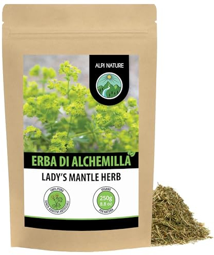 Alpi Nature Alchemilla Infusión 250g, Hierba de Alchemilla Seca y Cortada, Té Suelto