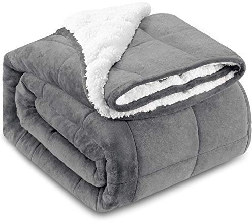 HBselect Gewichtsdecke Therapiedecke Sherpa Weighted Blanket beschwerte Flauschige Decke, Füllmaterial von Premium Glaskügelchen, Schlaftiefe zu verbessern