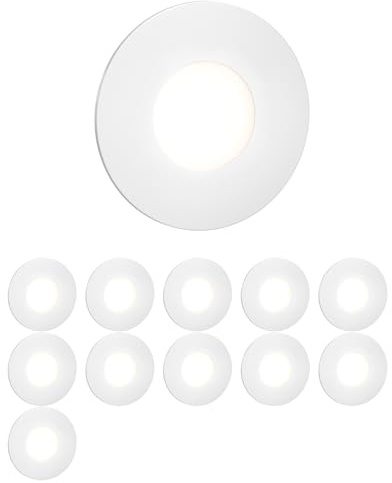 ledscom.de 12x LED Treppenlicht/Wandeinbauleuchte FEX für innen und außen, rund, 85mm Ø, kaltweiß