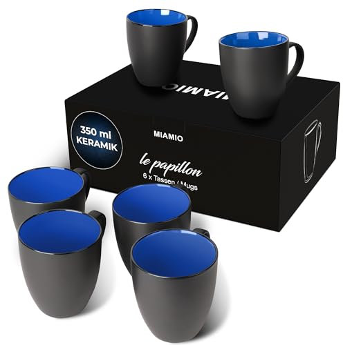 MIAMIO - 6 x 350 ml Kaffeetassen/Kaffeebecher Set - Tassen Set 6er Modern - Le Papillon Kollektion