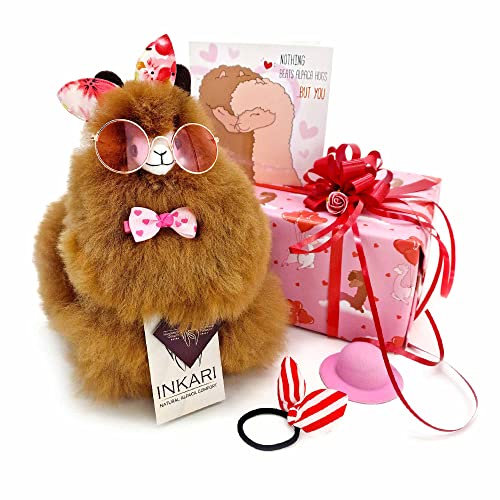 Inkari Alpaka Plüsch aus natürlicher und weicher Alpakawolle - Echte Alpakawolle, Frauen und Kinder, (Love-Hazelnut)(23cm)