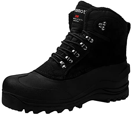 riemot Bottes de Neige Homme et Femme, Bottes de Randonnée Hiver Neige Imperméable y Antidérapant Chaussures de Trekking Outdoor Confortable Chaudes Boots de Marche, Noir EU 43