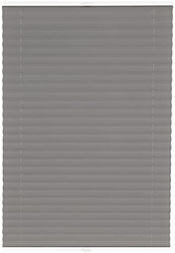 ondeco Plissee auf Maß Natural Pearl für alle Fenster innen, Montage in Glasleiste Spannschuh, Sonnenschutz-Rollo lichtschutz und Blickdicht Dunkelgrau B: 71-80 cm, H: 101-150 cm