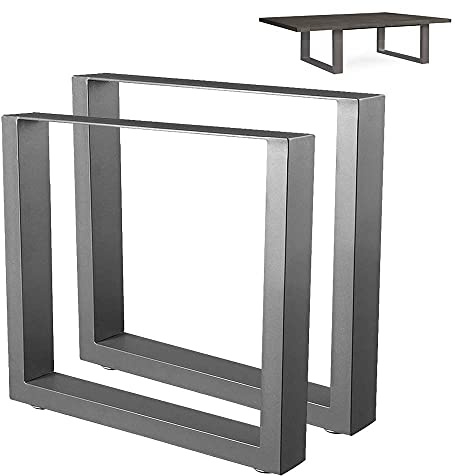 BAKAJI Set 2 Gambe da Tavolo Dimensione 64 x 40 cm in Metallo Piedi per Tavolino Salotto e Panche con Piedini Antiscivolo Regolabili Design Moderno Industriale Colore Grigio