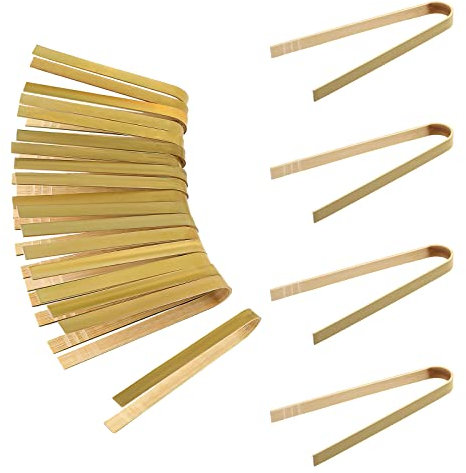 LUTER 20 Stück 12 cm Bambuszangen Einweg-Küchenhelfer Brotklammern für Brot Tee Küche