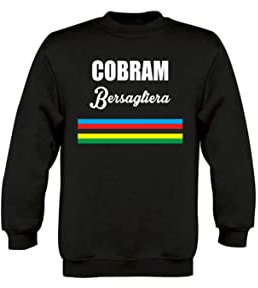 Felpa Girocollo Bambino Ragazzo Basic Top qualità Top vestibilità - Cobram Bersagliera - Coppa Cobram - novità Fashion Divertenti Humor Made in Italy (Nero, 7-8)