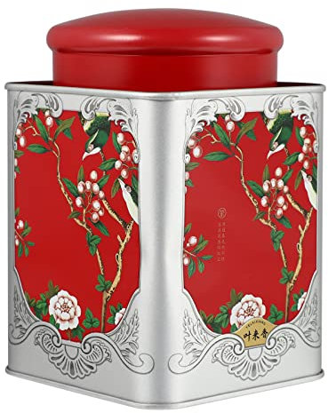 HOMSFOU Loose Tea Storage Box Multi-functional Tinplate Canister Sealed Lid Red
