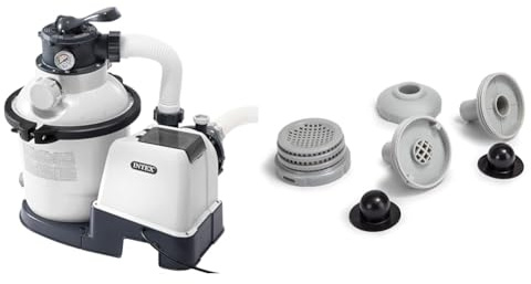 Intex Krystal Clear Sandfilteranlage 4,5 m³ für Pools bis 18.000l 26644 & Anschluss-Set Ø 32 mm - kompatibel mit Wasserbelebung