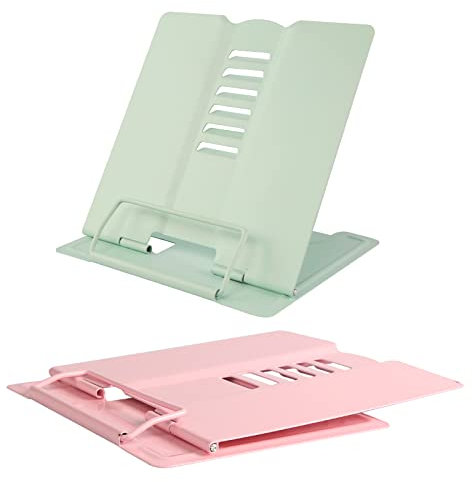 Leseständer Metall, 2 Stück Buchstützen Leseständer Kochbuchhalter, Buchständer Kinder Buchstützen Buchständer Verstellbar Leseständer Faltbar Rutschfest Buchstutze für Lesen Küche und Büro