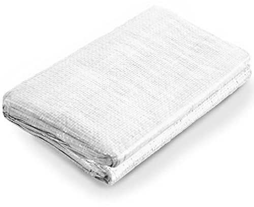 SunnyRoyal 10'x10' Multipurpose use 10 Mil Heavy Duty Tarp Cover, Waterproof, UV Resistant, Poly Tarpaulin with Grommets for Camping, Roof, Patio, Pool, Vehicle, Boat, BBQ Island Cover (White)
