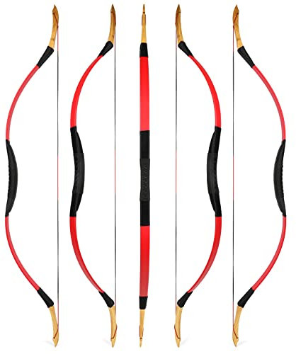 wolfman Traditionelles Bogen Recurvebogen Langbogen Sportbogen Bogenschießen Jagdbogen handgefertigter Holzbogen asiatischer mongolischer Bogen für Erwachsene Teenager Linke rechte Hand(E, 40Lbs)