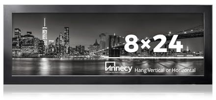 Annecy Marco de fotos de 8 x 24 pulgadas negro (1 paquete), marco de fotos panorámico para decoración de pared o escritorio, estilo minimalista negro clásico adecuado para decorar casas, oficinas,