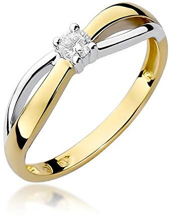 MARKO Damen Goldring mit 0,10 Karat Diamanten - Gold-Diamant-Verlobungsring - 14 Karat Gold (585) - Goldring für Frauen