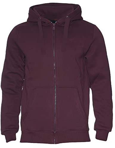 ROCK-IT Apparel Hooded Jacket för män - Premiumkvalitet - NAKED enfärgad hoodie utan etikettryck - Mycket mjukt tyg - Sweatshirt med dragkedja [Storlekar S-5XL] Hoodie - Vinröd Röd XXL