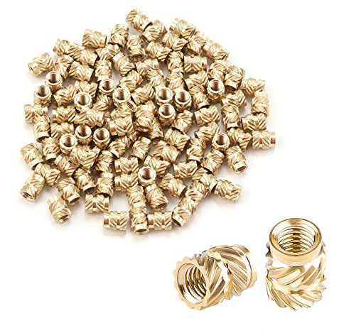 100 Stück 3D Druck Messing Muttern, M3x4x5mm M3, Einpressmutter für Kunststoff-Innengewinde Rndelmuttern Einbettungsmuttern zum Drucken von 3D-Druckern und Mehr Projekten