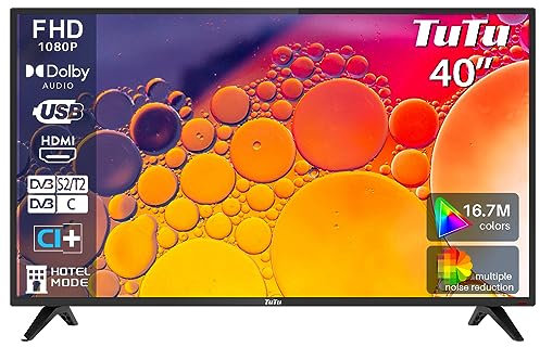 TuTu 40 Pollici(101cm) Televisori LED TV Full HD Triplo Tuner(DVB-T/T2-C-S/S2) HDMI USB Modalità Hotel(2023)