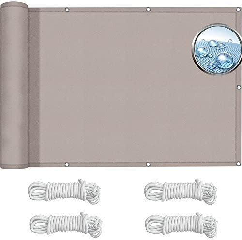 Tenda a Vela Impermeabile 1 x 2.6 m Acqua Resistente al Vento Vela Ombreggiante Impermeabile con Kit di Fissaggio e anelli per Balcone, Ringhiera, Cachi