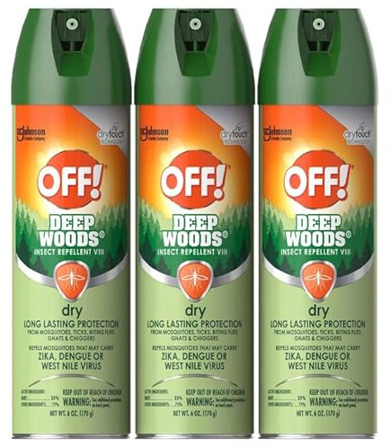 OFF! Deep Woods Insect Repellent Aerosol, Dry, Non-Greasy Formula, Bug Spray with Long Lasting Protection from Mosquitoes 6 Ounce (Pack of 3)