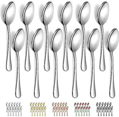 Evanda Cucchiai da Zuppa 12 pezzi 18,5cm, cucchiai da tavola in acciaio inossidabile, cucchiai da dessert, cucchiai da minestra, facile da pulire, lavabile in lavastoviglie