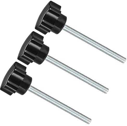 CoCud 3Stk Stern Klemmknöpfe M6 x 70mm Stecker Gewinde 30mm Plastik Schwarz | Daumen Schraube Griffe Hand Knöpfe Gewinde Bolzen, Kopf, Für Drehmaschinen