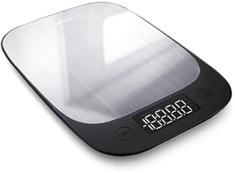 EUROPAPA® Küchenwaage digital, 1G/5KG Grammwaage mit großem LCD-Anzeige, Digitalwaage Briefwaage mit Großer Edelstahl Wiegefläche, 5 Maßeinheiten, Tara-Funktion