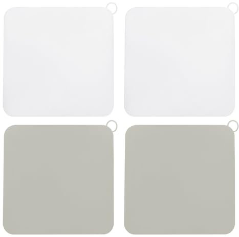 PATIKIL Silikon Bodenabläufe Geruchshemmende Matte 4Stk/2Set Dusche Abflussstopfen Vierkant Silikon Bodenablauf Abdeckung für Küche Bad Weiß Grau